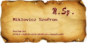 Miklovicz Szofron névjegykártya